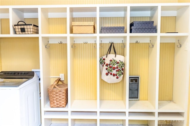 mudroom with heating unit