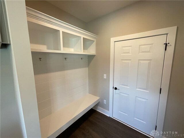 mudroom with dark wood-type flooring