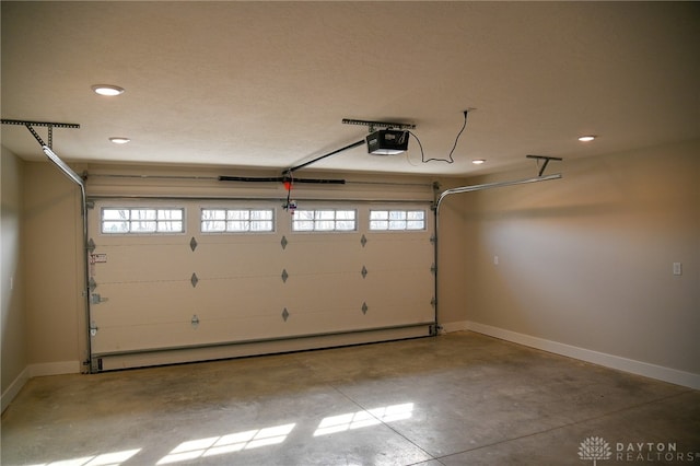 garage with a garage door opener