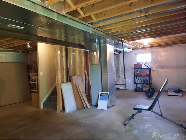 basement with heating unit