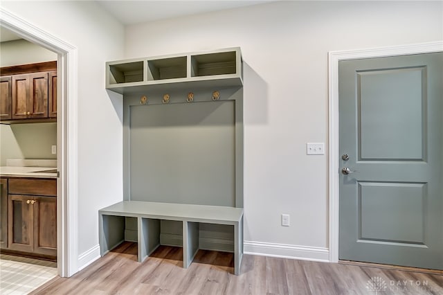 mudroom featuring light hardwood / wood-style floors