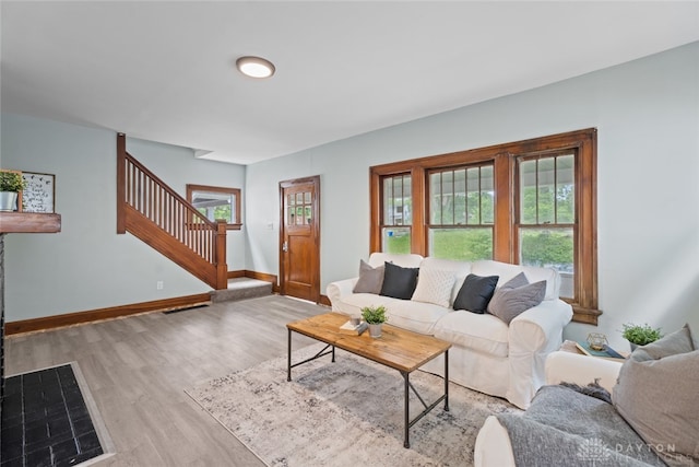 living room featuring light hardwood / wood-style flooring