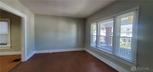 empty room with dark wood-type flooring