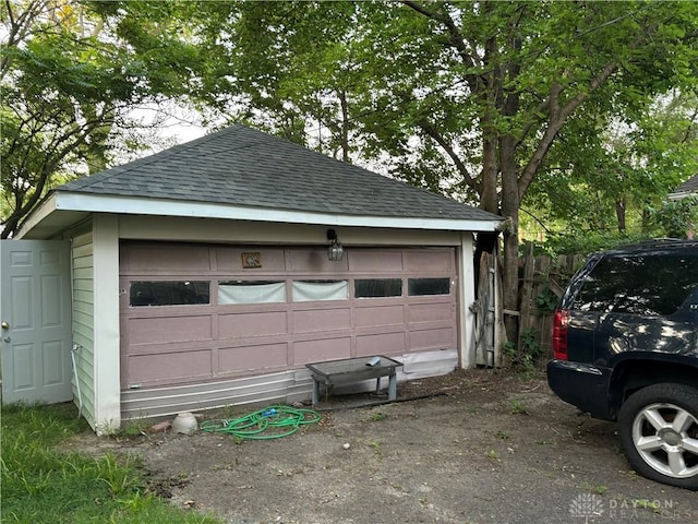 view of detached garage