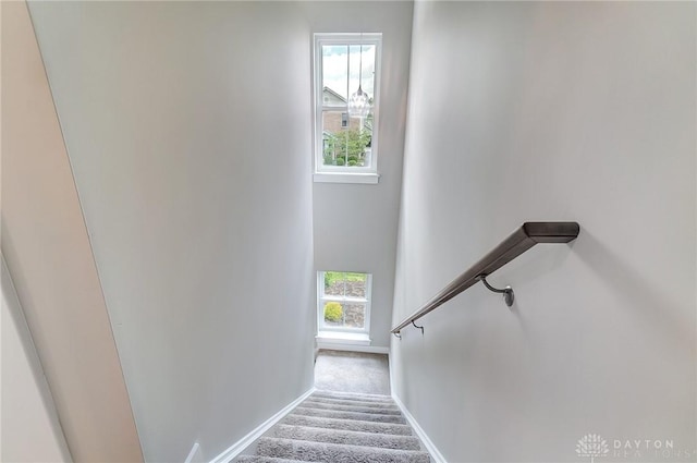 2905 Acorn Dr, Kettering, OH 45419 - staircase with carpet flooring and baseboards