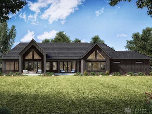 4870 Bunnell Hill Rd, Lebanon, OH 45036 - rear view of house featuring a lawn and a shingled roof