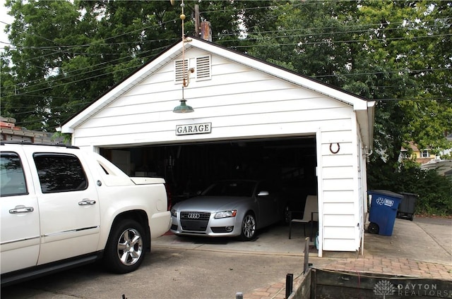 view of garage