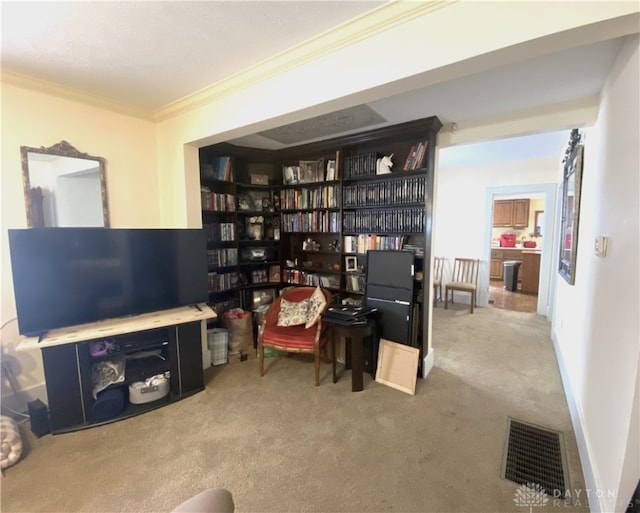 interior space featuring ornamental molding