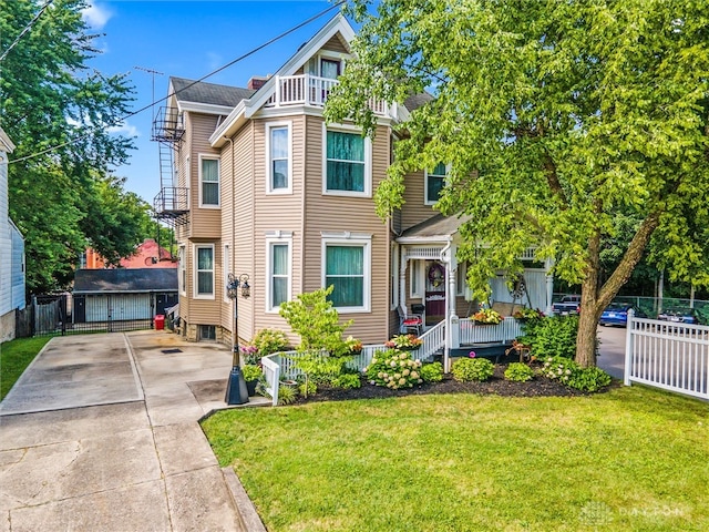 view of front of home with a front yard