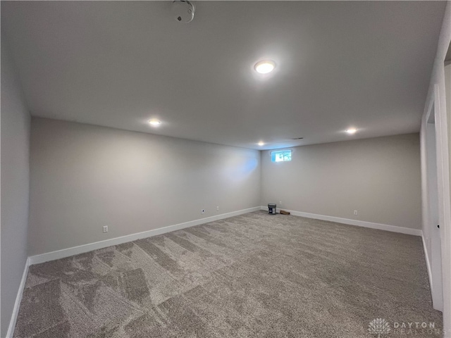 basement featuring carpet floors