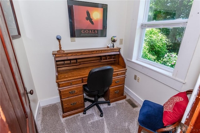 view of carpeted office space