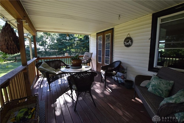 deck with a porch