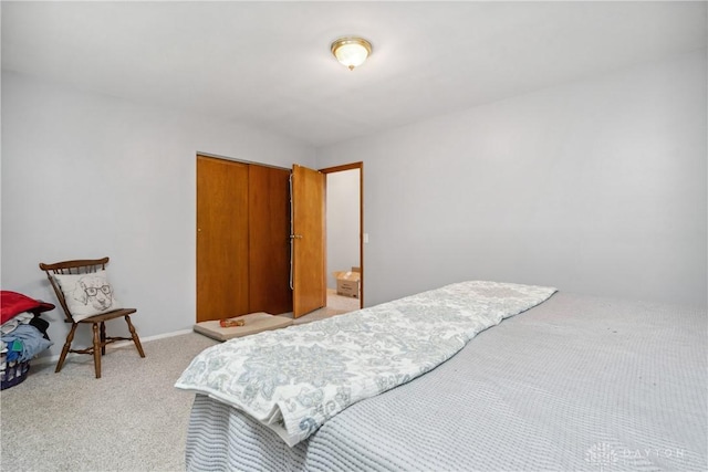 carpeted bedroom featuring a closet