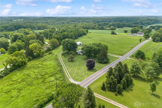 drone / aerial view with a rural view