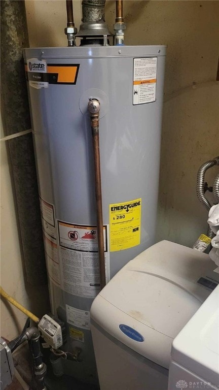 utility room featuring water heater