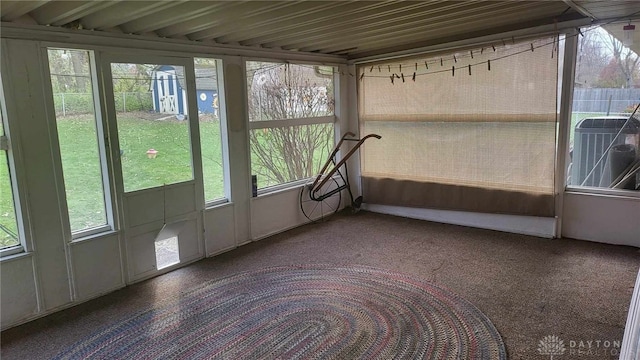 view of unfurnished sunroom