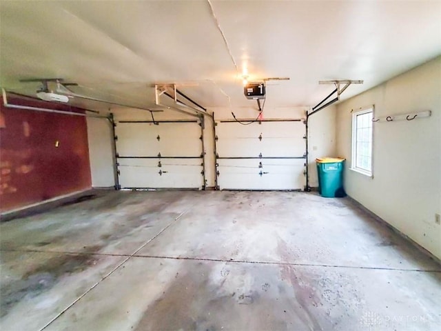 garage with a garage door opener