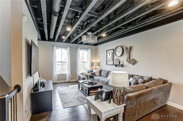 living room featuring wood-type flooring