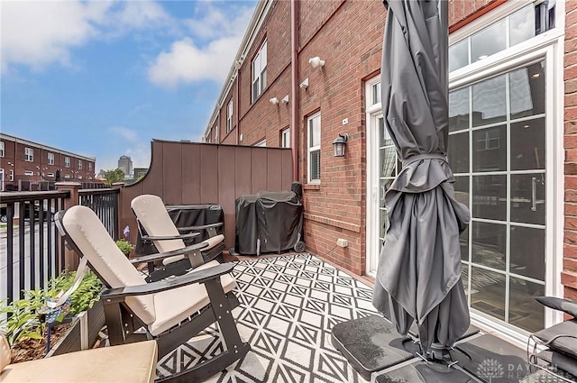 view of patio / terrace with a grill