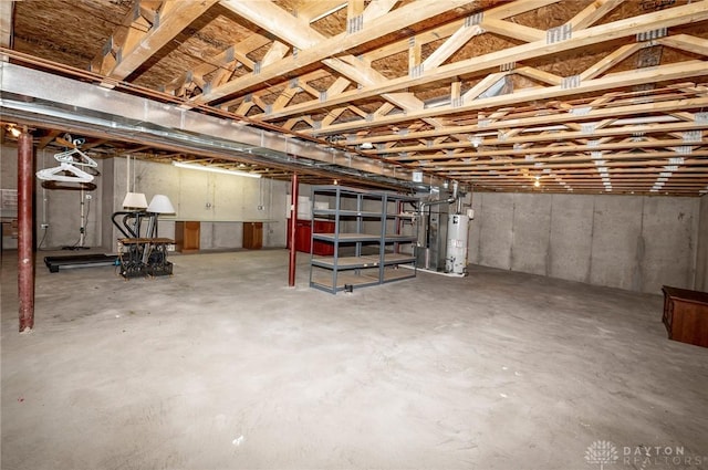 basement with gas water heater