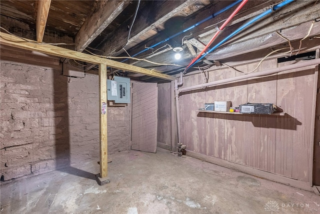 basement with electric panel