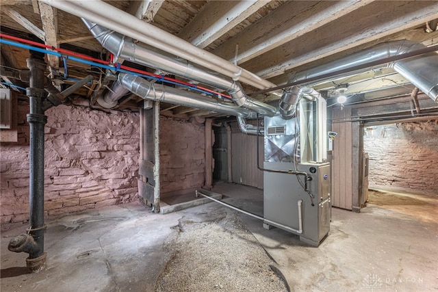 basement with heating unit