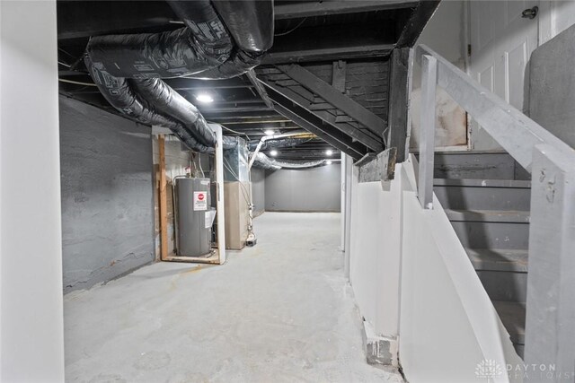 basement with electric water heater