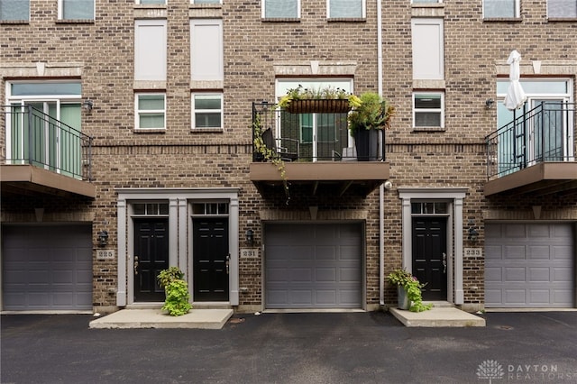 exterior space with a garage