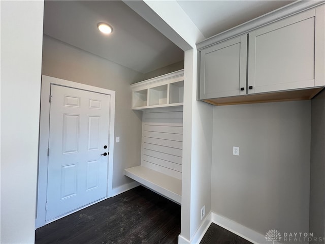 mudroom featuring dark hardwood / wood-style floors