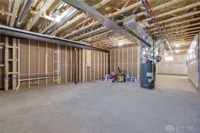 basement featuring gas water heater