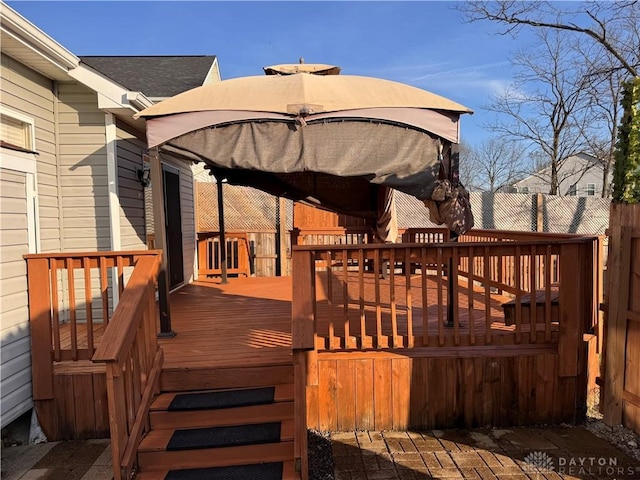 deck featuring a gazebo