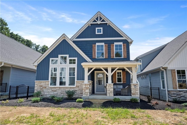 craftsman-style house with covered porch