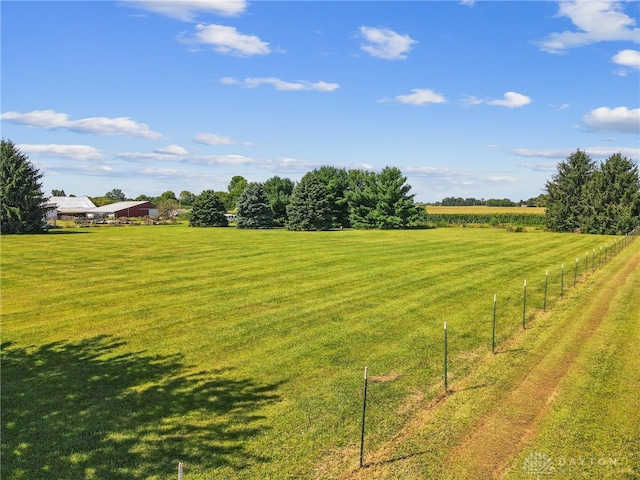 view of yard with a rural view