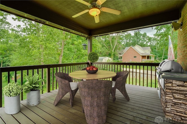 deck featuring ceiling fan