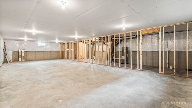 basement with water heater