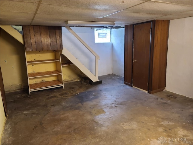 basement with a drop ceiling