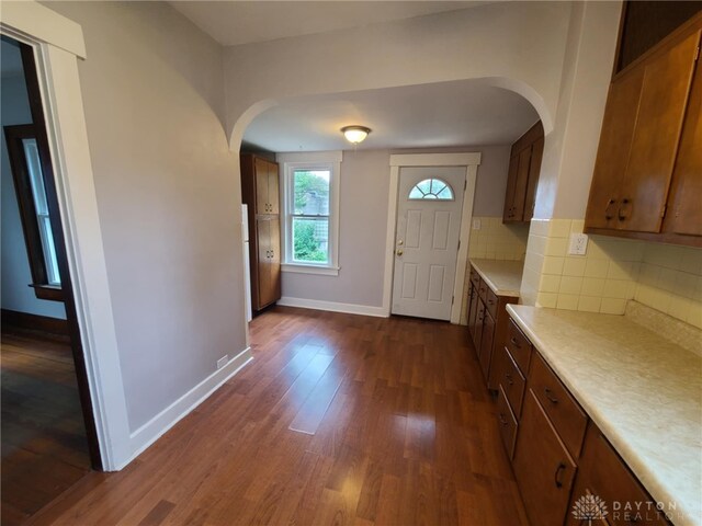 entrance foyer featuring dark hardwood / wood-style flooring