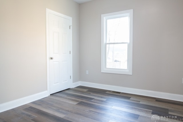 unfurnished room featuring a healthy amount of sunlight and wood-type flooring