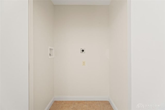 laundry room featuring hookup for a washing machine, laundry area, hookup for an electric dryer, and baseboards