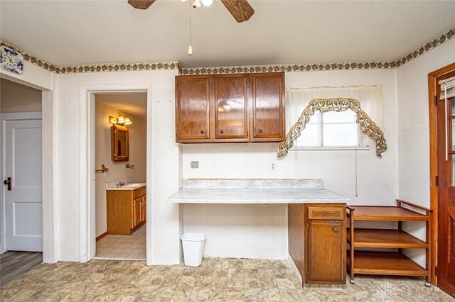 kitchen featuring sink and ceiling fan