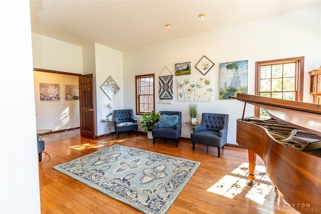 sitting room with hardwood / wood-style floors