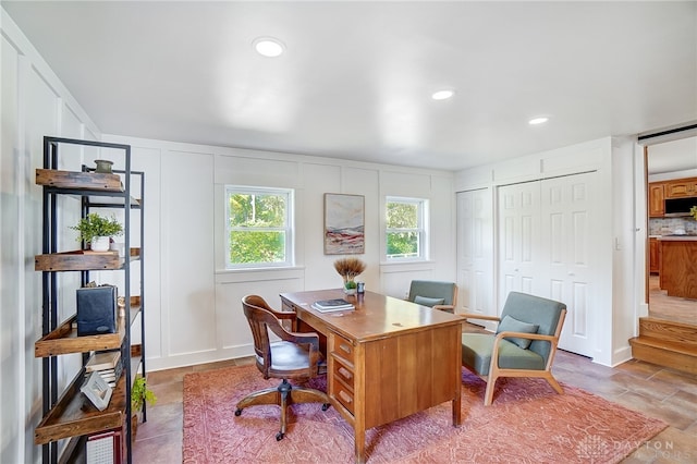 home office featuring tile patterned floors