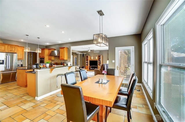 view of tiled dining area