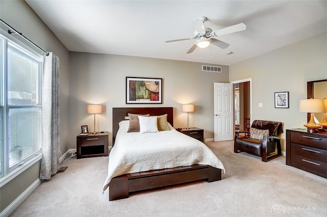 bedroom featuring carpet and ceiling fan