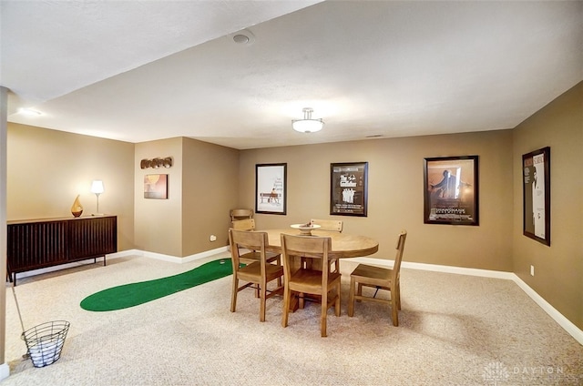 dining area with carpet floors