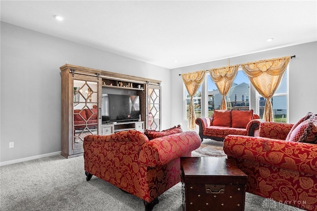 living room with carpet floors