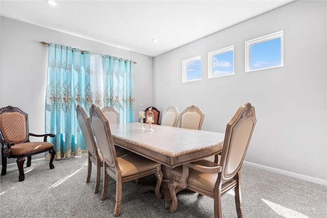 view of carpeted dining room