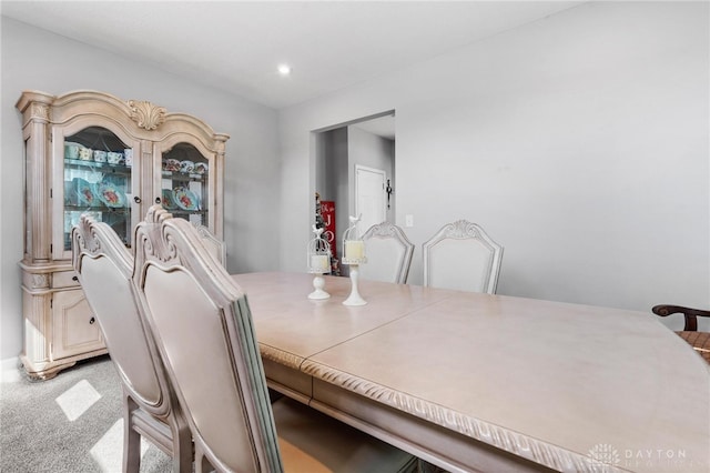 view of carpeted dining room