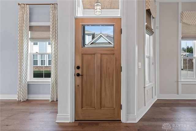 doorway to outside featuring hardwood / wood-style floors and a healthy amount of sunlight