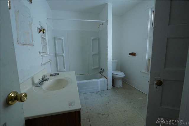 full bathroom with vanity, toilet, and shower / tub combination